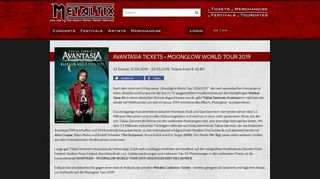 
                            12. AVANTASIA: MOONGLOW WORLD TOUR 2019 Tickets ... - Metaltix