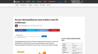 
                            8. Avast! deinstallieren und restlos vom PC entfernen – GIGA