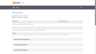 
                            4. Avast Help | Avast Antivirus: Passwörter
