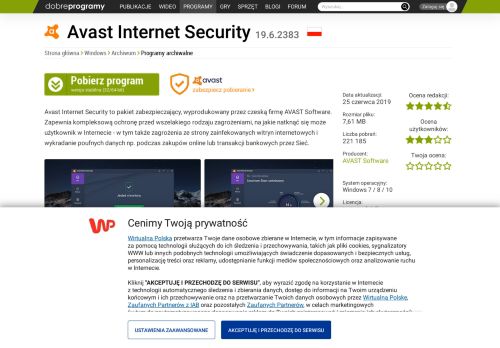 
                            10. Avast Internet Security 19.2.2364 - dobreprogramy