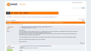 
                            4. Avast Internet Security, Konto Verwaltung zeigt falschen PC an ...