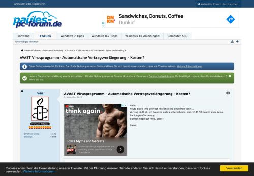 
                            8. AVAST Virusprogramm - Automatische Vertragsverlängerung - Kosten ...