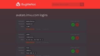 
                            10. avatars.imvu.com passwords - BugMeNot