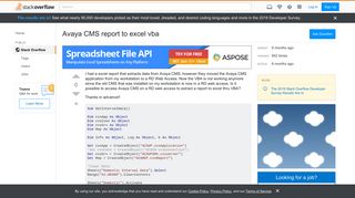 
                            11. Avaya CMS report to excel vba - Stack Overflow