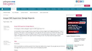 
                            10. Avaya CMS Supervisor Design Reports | Call Centre Helper