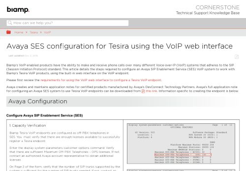 
                            8. Avaya SES configuration for Tesira using the VoIP web interface ...