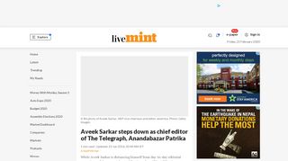 
                            10. Aveek Sarkar steps down as chief editor of The Telegraph ... - Livemint