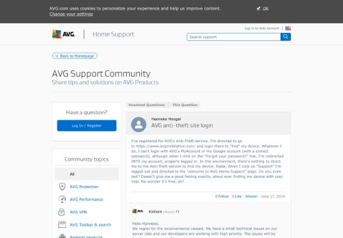 
                            9. AVG anti-theft site login | AVG