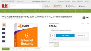 
                            7. AVG Avast Internet Security 2018 AVS-IS18T24ENK-01 B ...