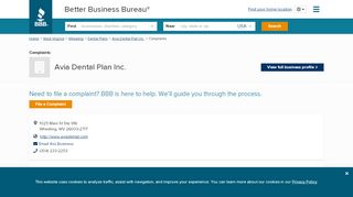 
                            7. Avia Dental Plan Inc. | Complaints | Better Business Bureau® Profile
