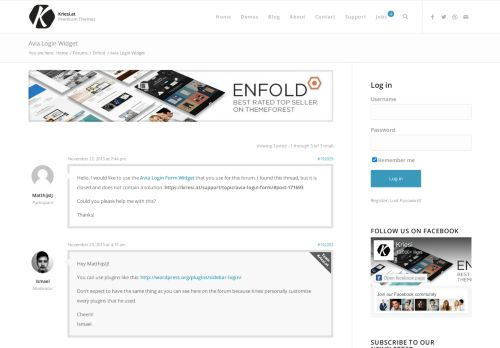 
                            4. Avia Login Widget - Support | Kriesi.at - Premium WordPress Themes