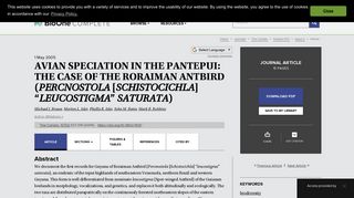 
                            7. AVIAN SPECIATION IN THE PANTEPUI: THE CASE OF THE ...