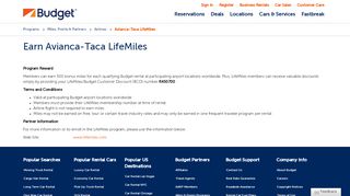
                            7. Avianca-Taca LifeMiles Deals on Car Rentals | Budget Car Rental