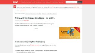 
                            11. Avira AntiVir: Lizenz kündigen - so geht's - CHIP