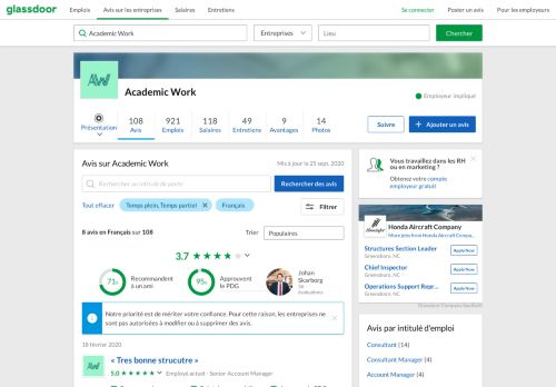 
                            7. Avis sur Academic Work | Glassdoor.fr