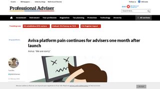 
                            7. Aviva platform pain continues for advisers one month after launch