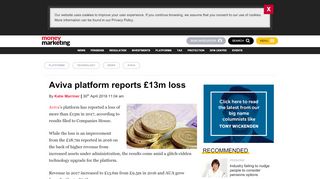 
                            9. Aviva platform reports £13m loss - Money Marketing