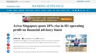 
                            9. Aviva Singapore posts 10% rise in H1 operating profit on ...