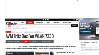 
                            8. AVM Fritz Box Fon WLAN 7330 im Test: WLAN-Router mit DSL ...