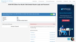 
                            9. AVM FRITZ!Box Fon WLAN 7360 Default Router Login and Password