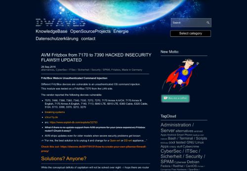 
                            3. AVM Fritzbox from 7170 to 7390 HACKED INSECURITY FLAWS ...