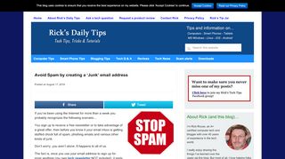 
                            12. Avoid Spam by creating a 'Junk' email address - Rick's Daily Tips