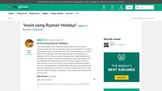 
                            6. Avoid using Ryanair Holidays - Traveller Reviews - Ryanair - TripAdvisor