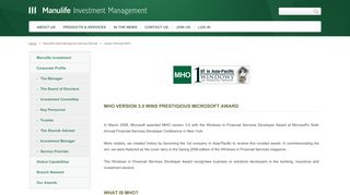 
                            4. Award Winning MHO - Manulife Asset Management