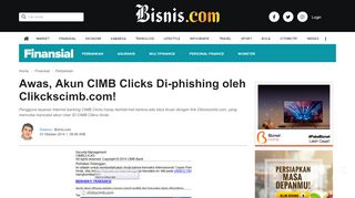 
                            10. Awas, Akun CIMB Clicks Di-phishing oleh Clikckscimb.com! - Finansial