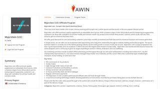 
                            4. Awin | Myprotein (US) Affiliate Program