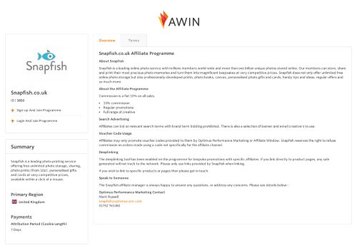 
                            6. Awin | Snapfish.co.uk Affiliate Programme