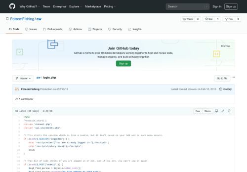 
                            9. aw/login.php at master · FolsomFishing/aw · GitHub
