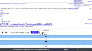 
                            11. AWS API credentials with OneLogin SAML and MFA - Stack Overflow