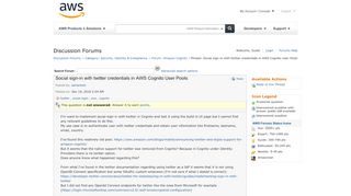 
                            2. AWS Developer Forums: Social sign-in with twitter credentials ...