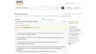 
                            12. AWS Developer Forums: Your service sign up is almost complete! ...