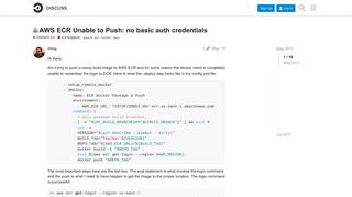 
                            7. AWS ECR Unable to Push: no basic auth credentials - CircleCI Discuss