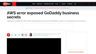 
                            13. AWS error exposed GoDaddy business secrets | ZDNet