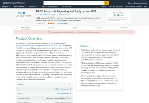 
                            7. AWS Marketplace: TIBCO Jaspersoft Reporting and Analytics for AWS