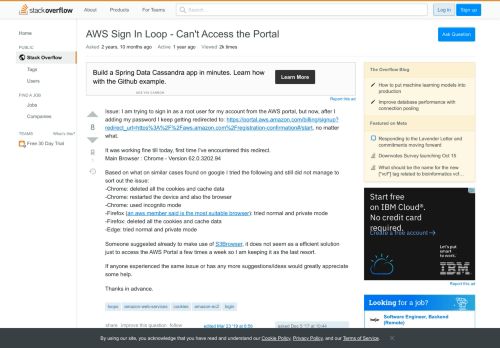 
                            12. AWS sigin loop - can't access the portal - Stack Overflow