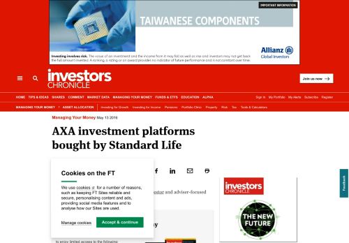 
                            8. AXA investment platforms bought by Standard Life - Investors Chronicle