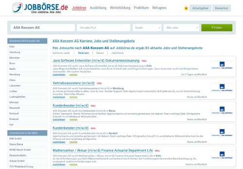 
                            8. AXA Konzern AG Jobs und Stellenangebote | www.jobbörse.de