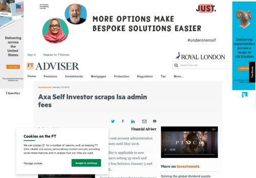 
                            13. Axa Self Investor scraps Isa admin fees - FTAdviser.com