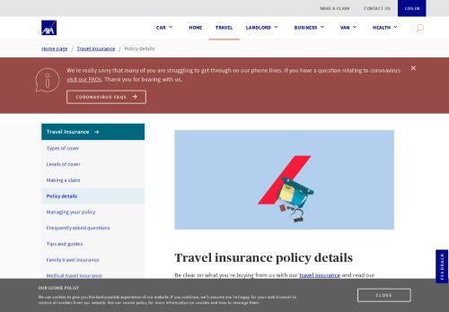 
                            3. AXA travel insurance policy details - AXA UK