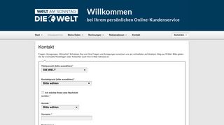 
                            7. Axel Springer Kundenservice-Portal - DIE WELT - Aboservice