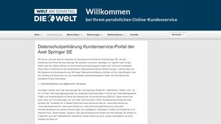 
                            7. Axel Springer Kundenservice-Portal WELT am SONNTAG