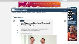 
                            11. Axel Springers Stepstone übernimmt Yourcareergroup | Gründerszene