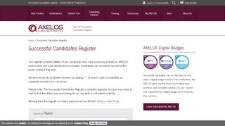 
                            8. AXELOS Successful Candidates Register