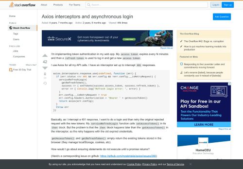 
                            9. Axios interceptors and asynchronous login - Stack Overflow