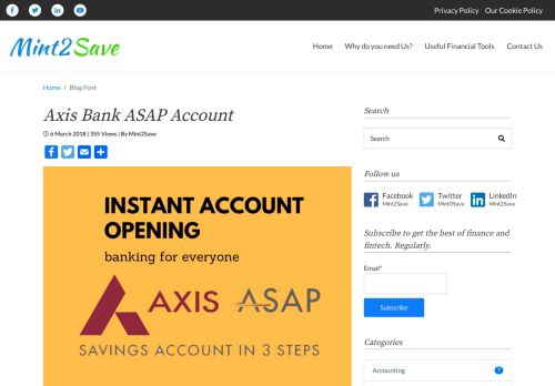 
                            11. Axis Bank ASAP Account | Mint2Save