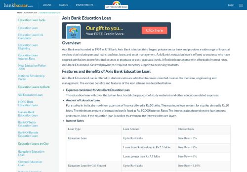 
                            6. Axis Bank Education Loan - Interest Rate, EMI Calculator - BankBazaar